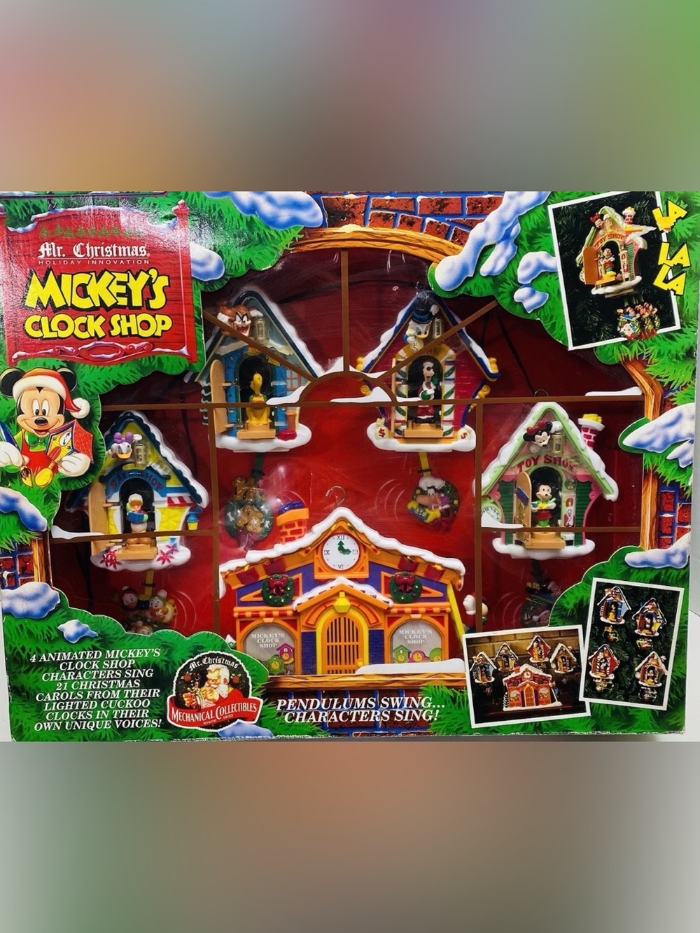 Vtg Mr. Christmas Mickey's Clock Shop Animated Disney Holiday Cuckoo 1993 NIB